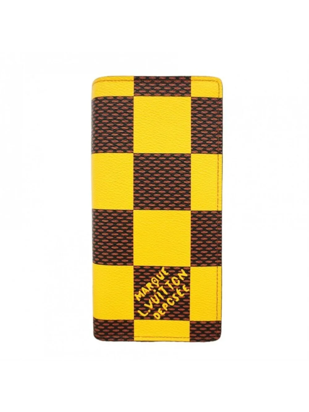 Louis Vuitton Wallet Damier Pop Portefeuille Brazza NM Yellow Brown